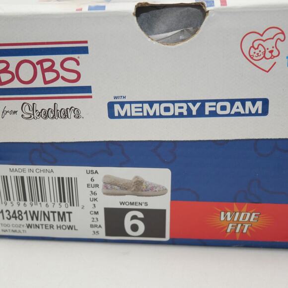 NEW Skechers Bobs Women's 6 Wide Too Cozy Doodles Dogs Slippers Indoor Outdoor - Picture 9 of 10